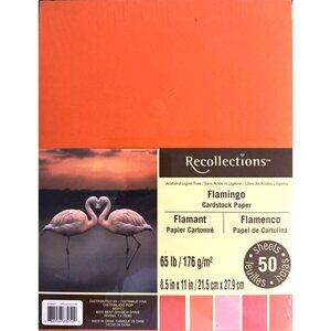 Recollections FLAMINGO Cardstock Paper 50 Sheets 65 lb 5 Color 8.5" x 11" SEALED